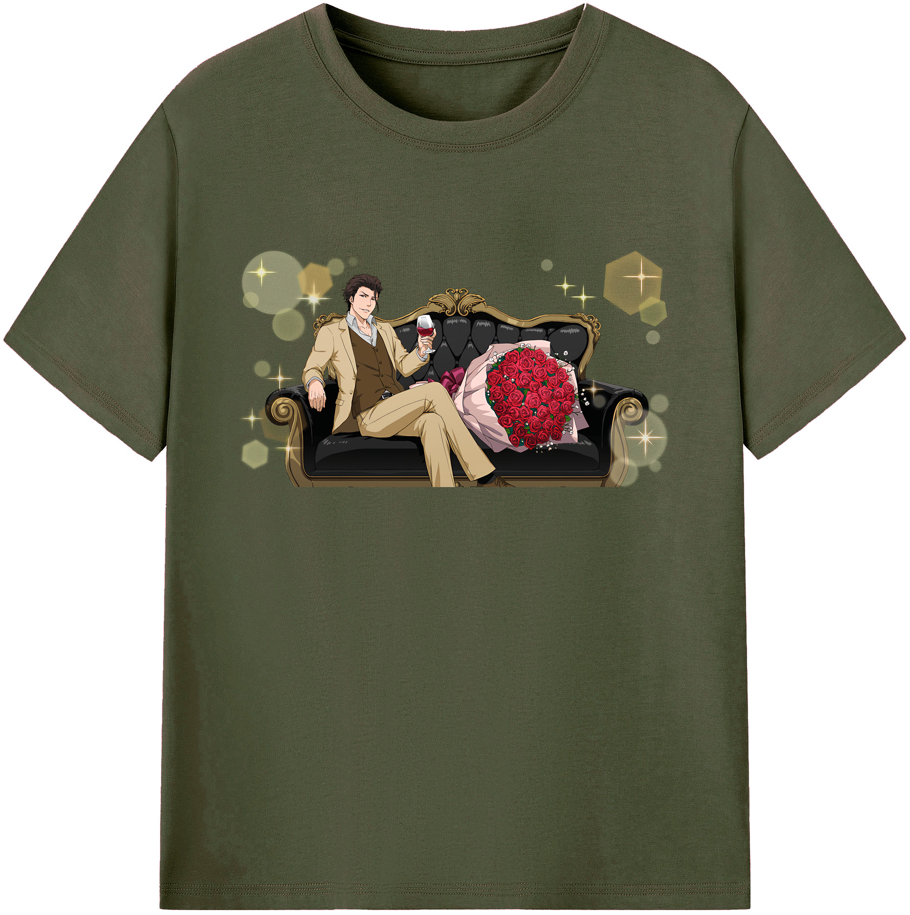 （画像用） ブリーチ 藍染 惣右介（あいぜん そうすけ） BLEACH Aizen Sousuke 綿100％ メンズ半袖Tシャツ｜肌触りやわらか＆通気性